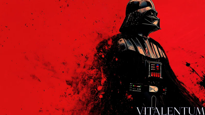 Darth Vader graphic against bold red splattered background.