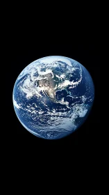 Blue planet drifts like a marble in velvet cosmic quiet