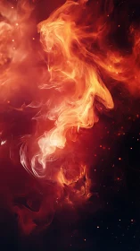 Abstract Fire Form Rising from Darkness
