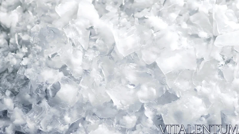 Photorealistic macro of fractured flake ice crystalline field.