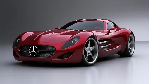 Crimson supercar sculpture gleams like liquid speed incarnate.