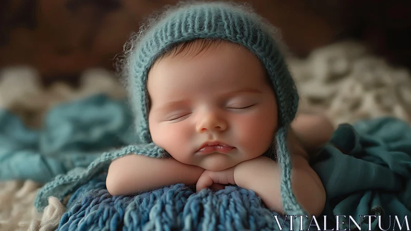 Slumber's Tender Moment: Swaddled Newborn in Serene Teal Embrace.