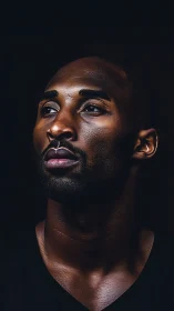 High contrast male portrait with cinematic chiaroscuro lighting.