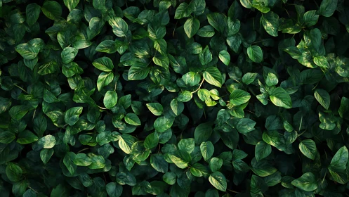 Overhead foliage study isolates dense variegated leaf structure