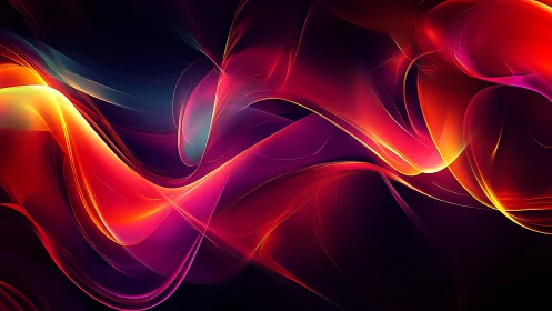 Luminous crimson energy ribbons in dynamic digital abstraction.
