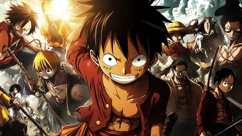 Adventurous pirate crew charging toward bold new horizons.