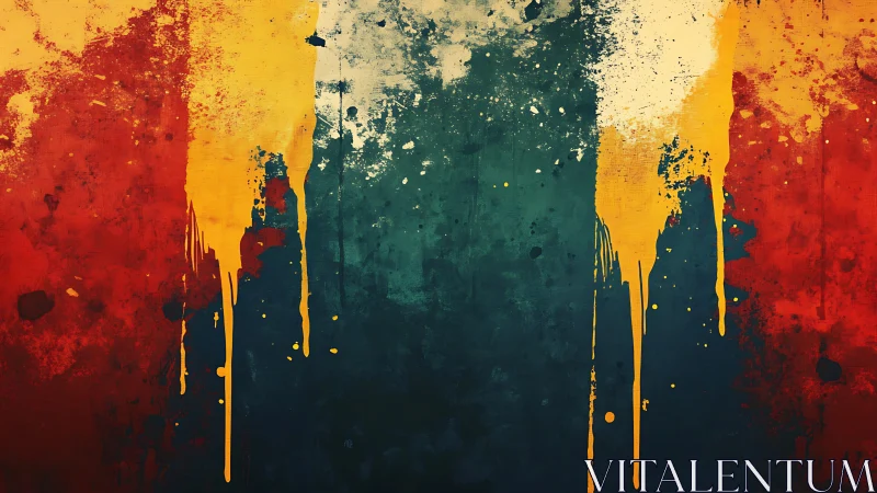 Vertical dripped tricolor abstract with distressed texture.