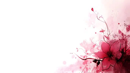 Delicate Pink Flowers Dance in Dreamy, Artistic Watercolor