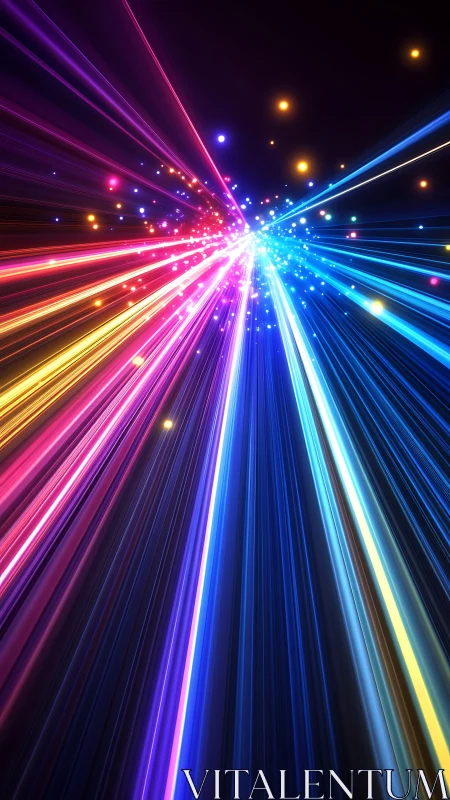 Neon comet freeway streaking into a prismatic hyperspace.