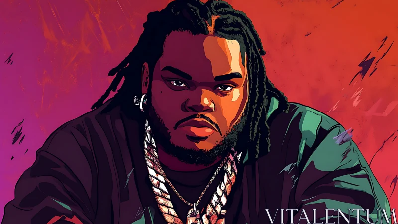 Bold portrait in neon hues of confident modern style.