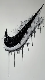 Bold black swoosh splashes across a sleek white canvas