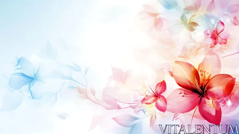 Translucent floral composition with gradient color transitions.