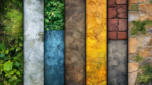 Colorful wall textures line up in a cozy rustic rainbow