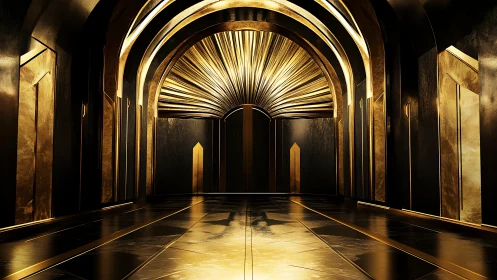 Art Deco Corridor with Radiant Sunburst Vault.