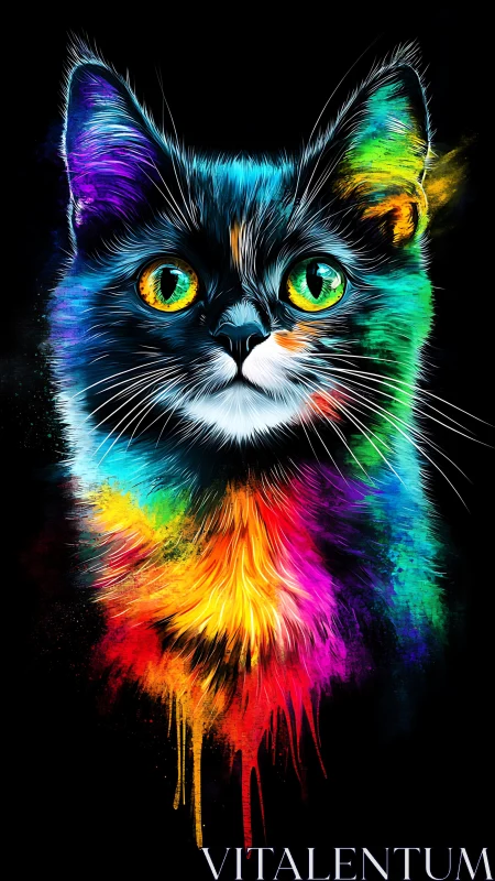 Luminescent Feline Portrait with Chromatic Gradient Fusion