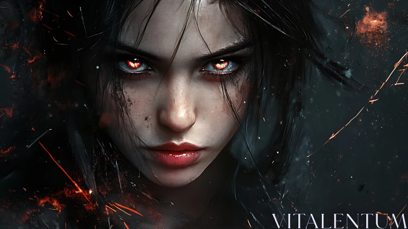 Fiery eyed warrior meets the viewer with fearless intensity