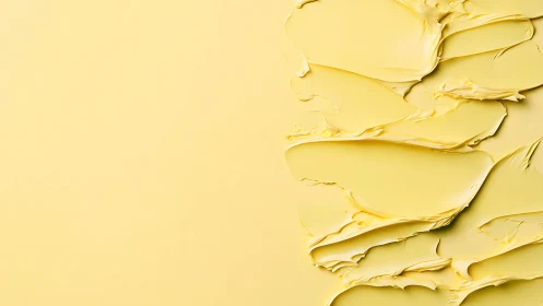 Yellow viscous material spread across flat surface plane.