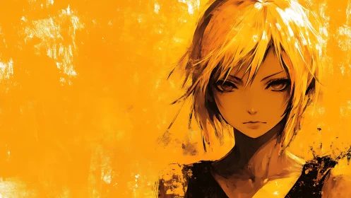 Digital portrait shows stylized figure against orange ground