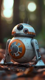 Curious forest droid pausing for a gentle autumn wander.