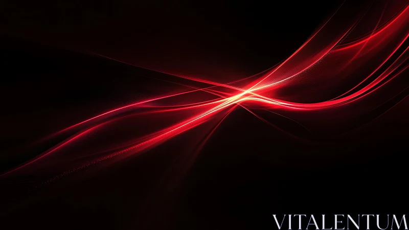 Dynamic Red Light Wave on Black Abstract Digital Background.