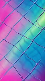 Wire mesh pattern over gradient neon color background.