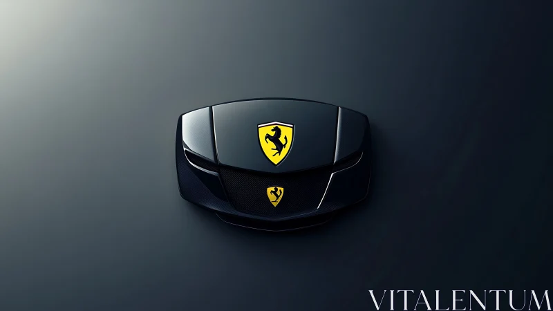 Rendered black vehicle front with central yellow shield emblem