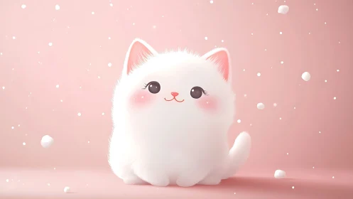 An Adorable Fluffy Kitten Brings Joy in Pink Paradise.