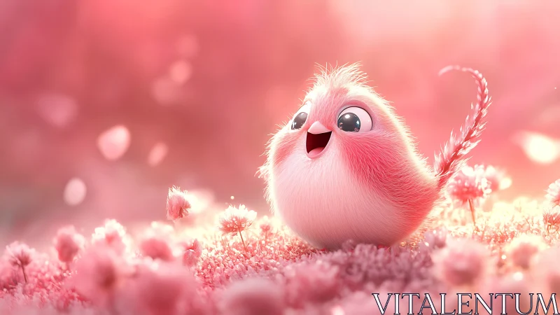 Pink Fluffball Dreams Beyond Reality in Blossom Paradise