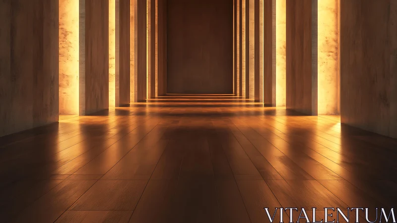 Glowing Corridor: Warmth Between Concrete and Stone.