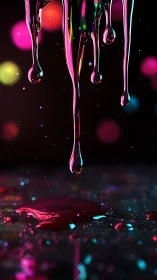 Neon paint drips dancing in a dreamy night glow.