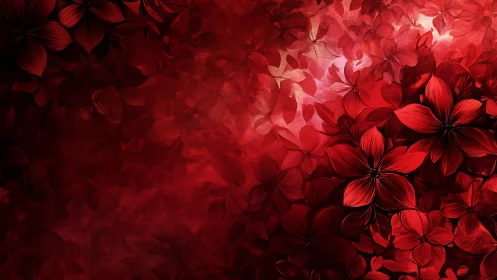 Red floral digital composition shows layered petal structures