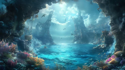 Sunlit underwater ruins welcome curious ocean dreamers