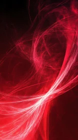Radiant red light swirls drift softly through a dark void