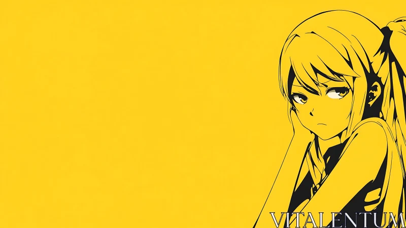 Yellow hush and monochrome girl, lost in quiet thunder.