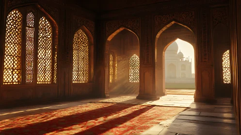 Honeyed lattice light and a distant marble dream at dawn.