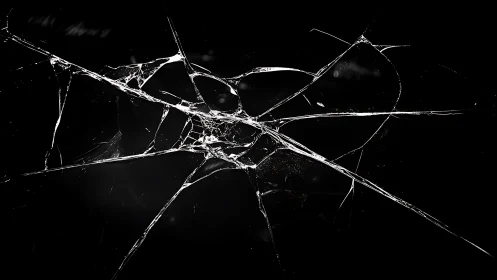 Shattered glass surface with radial fracture patterns visible.