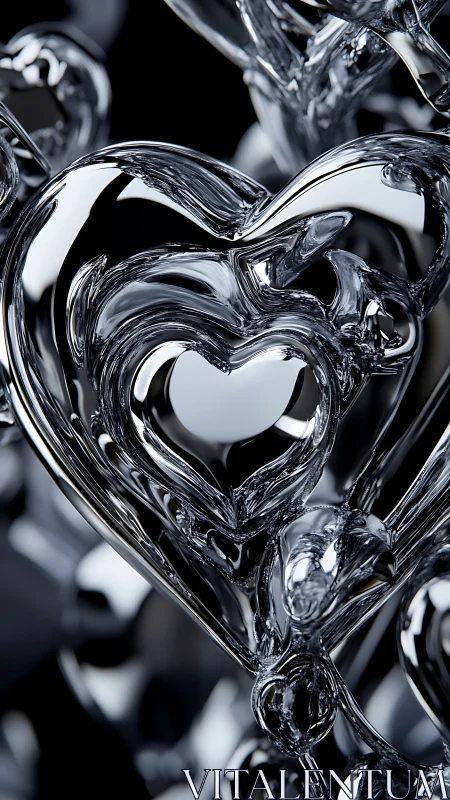 Crystal Heart Sculpture in Ice-Like Translucent Glass.