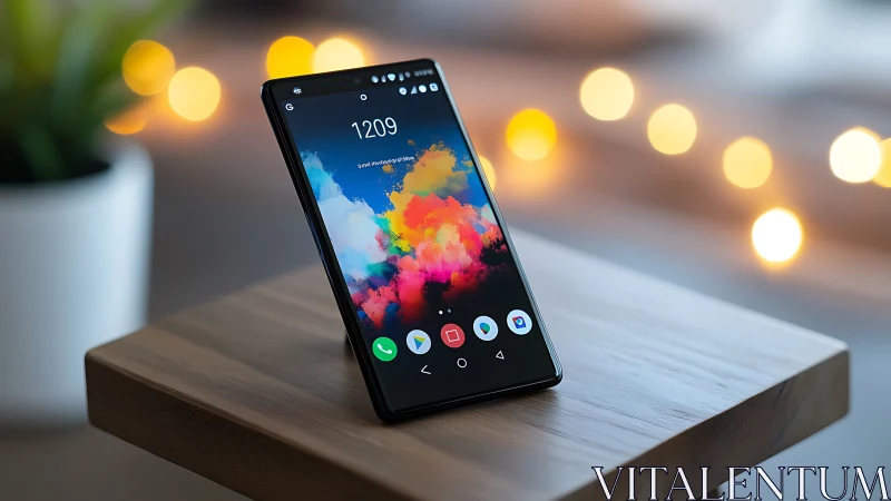 High-resolution smartphone display rendering vibrant watercolor aesthetic with bokeh lighting