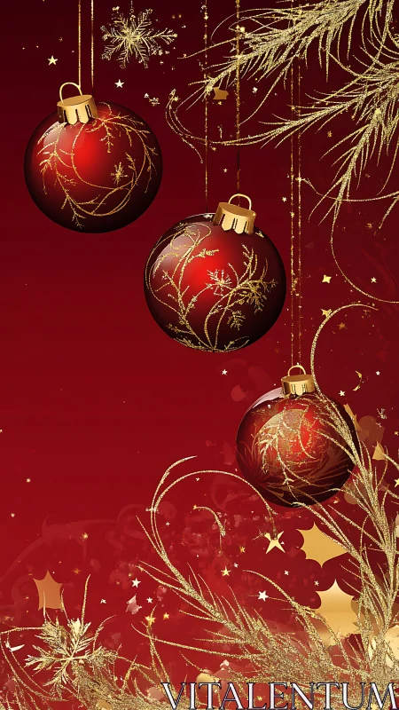 Crimson baubles drift through glittering golden starlight