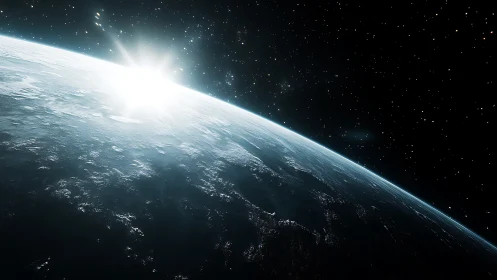 Low-orbit planetary limb with high-contrast solar horizon flare