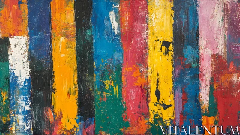 Vibrant Abstract Painting with Colorful Vertical Stripes.