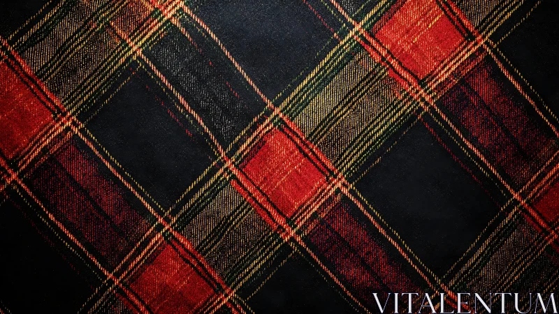 Classic red and black tartan fabric pattern with vintage texture.