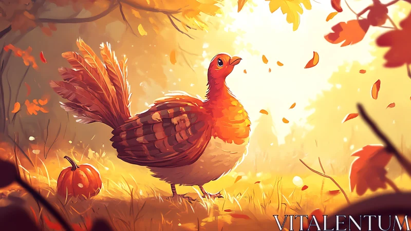 Golden Harvest Turkey: Autumn's Radiant Bird Ablaze.
