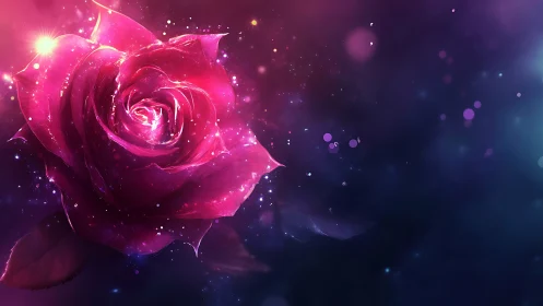 Luminous Rose Digital Art with Ethereal Glow