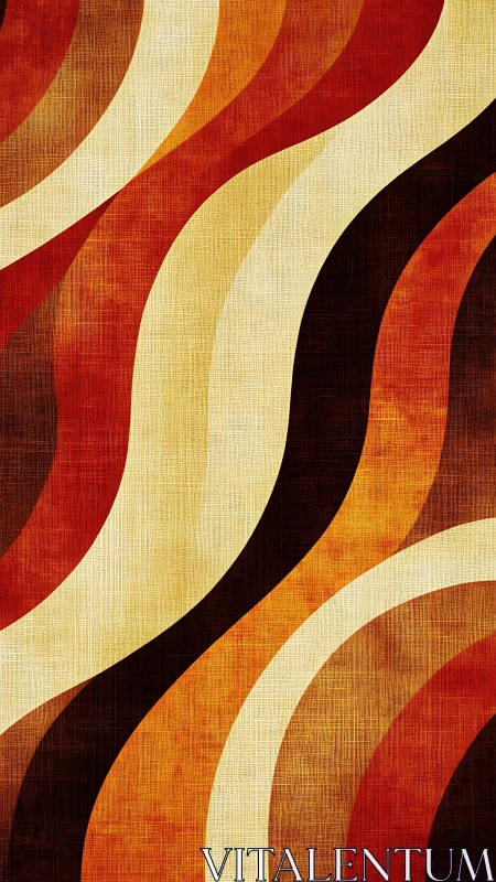 Retro wave pattern with textured warm color ribbons