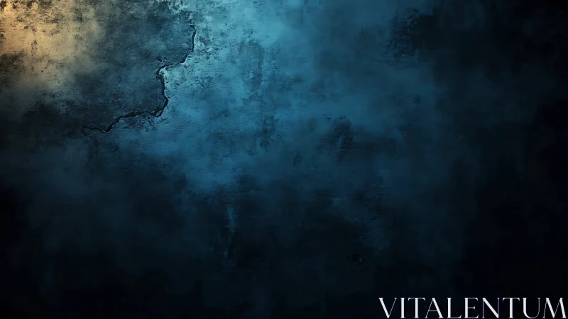 Textured dark wall surface shows blue light and crack line