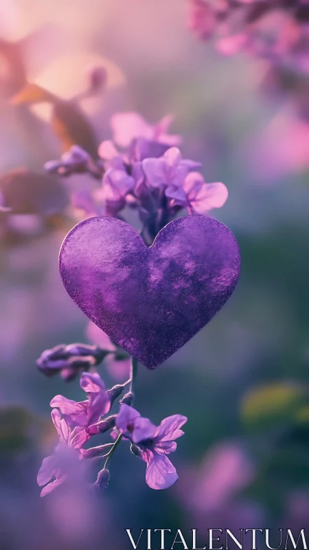 Purple Heart Floating Among Delicate Flower Blooms
