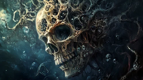 Colossal voidborn skull emerges from a swirling cosmic abyss