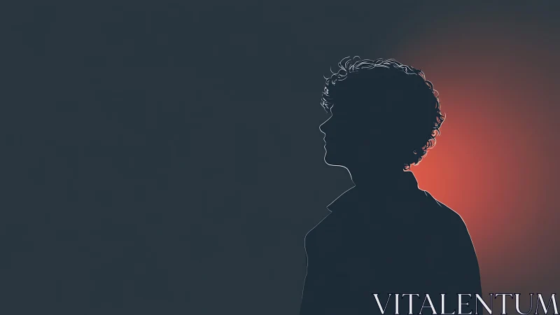 Backlit curly silhouette with minimal neon edge contouring.