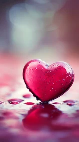 Luminous Heart Shaped Droplet Glistens With Pure Romance